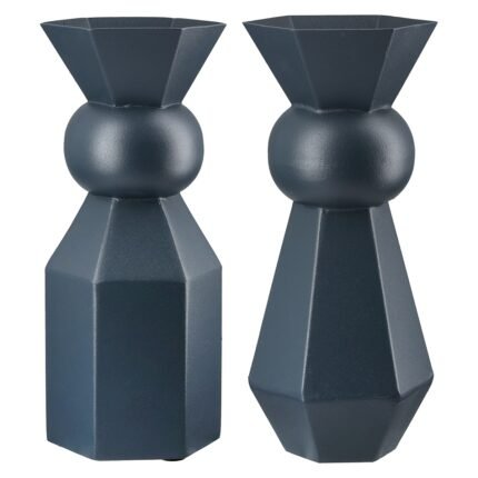 Βρες το Βάζο "Metallo" Μέταλλο Dark Μπλε PU 2 Pcs. Assorted 10x10x24cm σε μοναδική τιμή στο clickforshop.gr