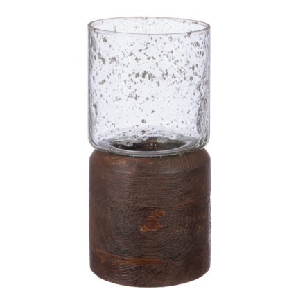 Βρες το Κηροπήγιο Ρεσώ 'Anuk' Γυαλί/Ξύλο Μάνγκο Καφέ/Διάφανο 20.5x10cm σε μοναδική τιμή στο clickforshop.gr