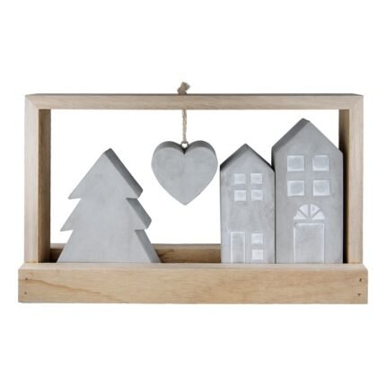 Βρες το Ανάγλυφο Σταντ Ορθογώνιο 'Casa' Μοτίβο Σπιτιού Τσιμέντο/Ξύλο Εκρού/Γκρι 5x25.5x15cm σε μοναδική τιμή στο clickforshop.gr