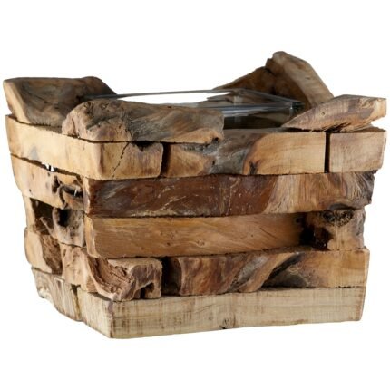 Βρες το Φανάρι Καταιγίδας "Dhaka" Ξύλο Ecru PU 4 14x14x10cm σε μοναδική τιμή στο clickforshop.gr