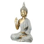 Φιγούρα Buddha Συνθετική Ρητίνη Γκρι Χρυσό Χρώμα 16X8X25Cm 16X8X25Cm - Image 2