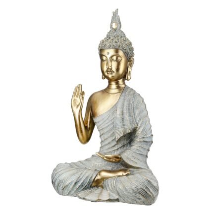 Βρες το Φιγούρα Buddha Συνθετική Ρητίνη Γκρι Χρυσό Χρώμα 16X8X25Cm 16X8X25Cm σε μοναδική τιμή στο clickforshop.gr
