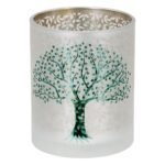Βρες το Φανάρι Κυλινδρικό Δέντρο Μοτίφ Γυάλινα Πράσινο Λευκό D10X13Cm D10X13Cm σε μοναδική τιμή στο clickforshop.gr