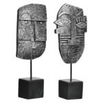 Βρες το Γλυπτική Μοτίβο Προσώπου Συνθετική Ρητίνη Ασημί Χρώμα 2 Ποικιλία 10X5X24Cm 10X5X24Cm σε μοναδική τιμή στο clickforshop.gr