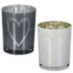 Βρες το Φανάρι κυλινδρικό μοτίβο καρδιάς Γυάλινα σκεύη Γκρι Λευκό 2 Ποικιλία D10X13Cm D10X13Cm σε μοναδική τιμή στο clickforshop.gr