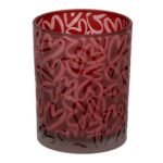 Φανάρι κυλινδρικό μοτίβο καρδιάς γυάλινα σκεύη κόκκινο D10X13Cm D10X13Cm - Image 2