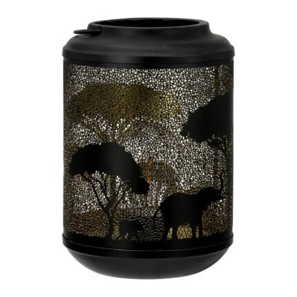 Βρες το Φανάρι (Led) Κυλινδρικό Μοτίβο Ελέφαντα Μεταλλικό Μαύρο D14X20Cm D14X20Cm σε μοναδική τιμή στο clickforshop.gr
