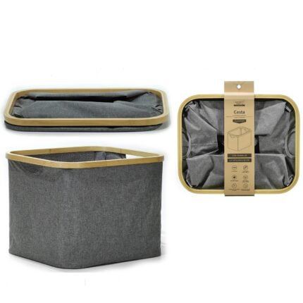 Βρες το Καλάθι Γκρι Πολυεστέρας/Μπαμπού 41x33x30cm σε μοναδική τιμή στο clickforshop.gr