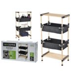 Βρες το Ραφιέρα Επιδαπέδια Με 2 Ράφια 2 Καλάθια Φυσικό/Μαύρο Ξύλο/Ύφασμα 50x28x92cm σε μοναδική τιμή στο clickforshop.gr