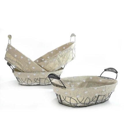 Βρες το Καλάθι Οβάλ Με Υφασμάτινη Μπεζ Επένδυση Και Λαβές Μέταλλο/Ύφασμα 20x27x8cm Σε 4 Χρώματα σε μοναδική τιμή στο clickforshop.gr