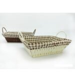 Βρες το Καλάθι Καρό Κρεμ/Καφέ Ψάθινο 26x19x8cm Σε 2 Χρώματα σε μοναδική τιμή στο clickforshop.gr