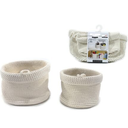 Βρες το Καλάθια Στρογγυλά Λευκό Βαμβάκι Φ15/20xH20cm 2Τμχ σε μοναδική τιμή στο clickforshop.gr