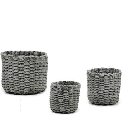 Βρες το Σετ Καλάθια Στρογγυλά Γκρι Χαρτόσχοινο 17.5x15x12.5CM 3Τμχ σε μοναδική τιμή στο clickforshop.gr
