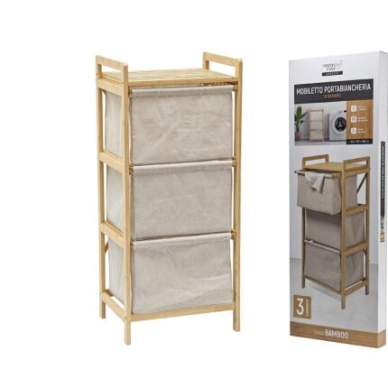 Βρες το Συρταριέρα μπεζ/ξύλο ύφασμα/μπαμπού 44x33x96cm σε μοναδική τιμή στο clickforshop.gr