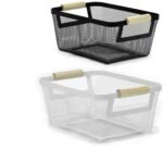 Βρες το Καλάθι Μαύρο/Λευκό Μέταλλο/Ξύλο 26x11x17.5cm Σε 2 Χρώματα σε μοναδική τιμή στο clickforshop.gr