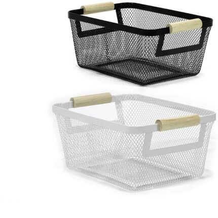 Βρες το Καλάθι Μαύρο/Λευκό Μέταλλο/Ξύλο 26x11x17.5cm Σε 2 Χρώματα σε μοναδική τιμή στο clickforshop.gr