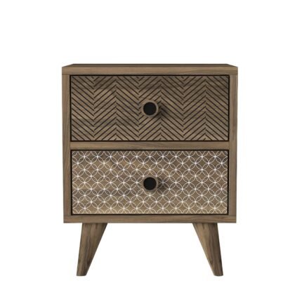 Βρες το Κομοδίνο ArteLibre KALYMNOS Καρυδί Με Σχέδιο 40x30x48cm σε μοναδική τιμή στο clickforshop.gr