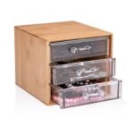 Κουτί Καλλυντικών με 3 Συρτάρια Μπαμπού 13.8x12.3x11cm - Image 2