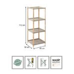 Ραφιέρα δαπέδου πλαστική - ξύλινη χρώμα φυσικό - μπεζ 45x38x112εκ. - Image 5