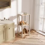 Ραφιέρα δαπέδου - Κομοδίνο ξύλινο - πλαστικό χρώμα φυσικό - μπεζ 37x29x79εκ. - Image 2