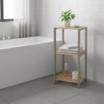 Ραφιέρα δαπέδου - Κομοδίνο ξύλινο - πλαστικό χρώμα φυσικό - μπεζ 37x29x79εκ. - Image 3