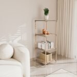 Ραφιέρα δαπέδου ξύλινη - πλαστική χρώμα φυσικό - μπεζ 41x33x113εκ. - Image 3