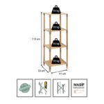 Ραφιέρα δαπέδου ξύλινη - πλαστική χρώμα φυσικό - μπεζ 41x33x113εκ. - Image 5