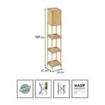 Φωτιστικό δαπέδου ξύλινο - πλαστικό χρώμα φυσικό - μπεζ 24x22x137εκ. - Image 3