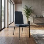 Καρέκλα τραπεζαρίας Fina Megapap ανθρακί ύφασμα - μεταλλικό μαύρο πόδι 43x58x95εκ. - Image 2