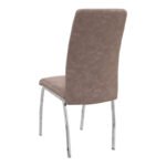 Καρέκλα τραπεζαρίας Alma Megapap μπεζ PU - μεταλλικό πόδι χρωμίου 42x53x97εκ. - Image 4