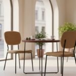 Καρέκλα τραπεζαρίας Kevin Megapap μουσταρδί ύφασμα - μεταλλικό μαύρο πόδι 48x51x87εκ. - Image 4