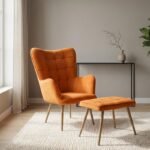 Βρες το Πολυθρόνα - Μπερζέρα με υποπόδιο Lily Megapap κροκί βελούδο - μεταλλικό πόδι χρώμα φυσικό 70x62x98εκ. σε μοναδική τιμή στο clickforshop.gr