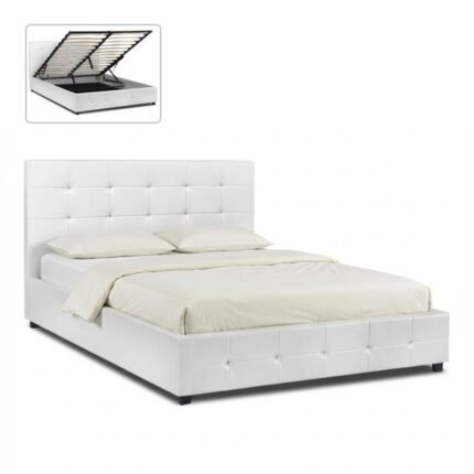 Βρες το Κρεβάτι Iro Megapap από τεχνόδερμα με αποθηκευτικό χώρο χρώμα λευκό 160x200εκ. σε μοναδική τιμή στο clickforshop.gr