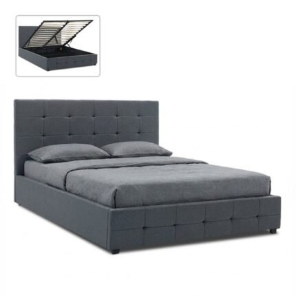 Βρες το Κρεβάτι Iro Megapap υφασμάτινο με αποθηκευτικό χώρο χρώμα ανθρακί 160x200εκ. σε μοναδική τιμή στο clickforshop.gr