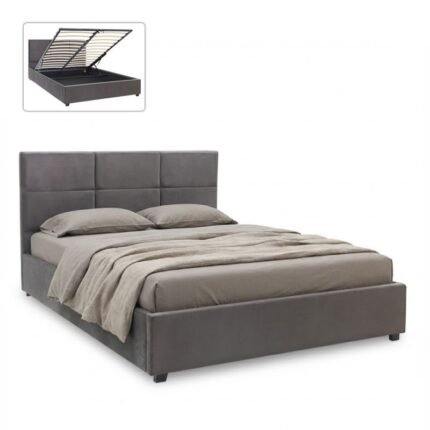 Βρες το Κρεβάτι Kingston Megapap βελούδινο με αποθηκευτικό χώρο χρώμα ανθρακί 160x200εκ. σε μοναδική τιμή στο clickforshop.gr