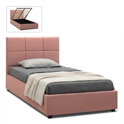 Βρες το Κρεβάτι Kingston Megapap βελούδινο με αποθηκευτικό χώρο χρώμα melon pink 120x200εκ. σε μοναδική τιμή στο clickforshop.gr