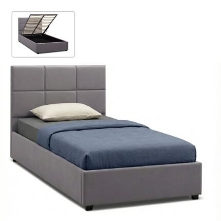 Βρες το Κρεβάτι Kingston Megapap βελούδινο με αποθηκευτικό χώρο χρώμα γκρι 120x200εκ. σε μοναδική τιμή στο clickforshop.gr