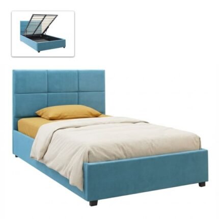 Βρες το Κρεβάτι Kingston Megapap βελούδινο με αποθηκευτικό χώρο χρώμα γαλάζιο 120x200εκ. σε μοναδική τιμή στο clickforshop.gr