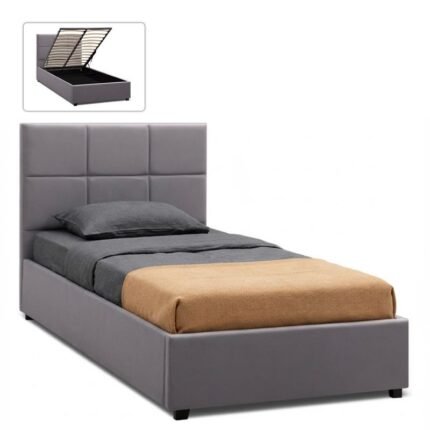Βρες το Κρεβάτι Kingston Megapap βελούδινο με αποθηκευτικό χώρο χρώμα γκρι 100x200εκ. σε μοναδική τιμή στο clickforshop.gr
