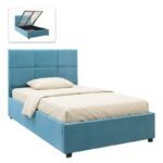 Βρες το Κρεβάτι Kingston Megapap βελούδινο με αποθηκευτικό χώρο χρώμα γαλάζιο 100x200εκ. σε μοναδική τιμή στο clickforshop.gr