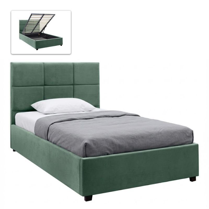 Κρεβάτι Kingston Megapap βελούδινο με αποθηκευτικό χώρο χρώμα κυπαρισσί 100x200εκ. Βρες το Κρεβάτι Kingston Megapap βελούδινο με αποθηκευτικό χώρο χρώμα κυπαρισσί 100x200εκ. σε μοναδική τιμή στο clickforshop.gr