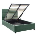 Κρεβάτι Kingston Megapap βελούδινο με αποθηκευτικό χώρο χρώμα κυπαρισσί 100x200εκ. - Image 4