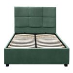 Κρεβάτι Kingston Megapap βελούδινο με αποθηκευτικό χώρο χρώμα κυπαρισσί 100x200εκ. - Image 5