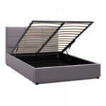 Κρεβάτι Kingston Megapap βελούδινο με αποθηκευτικό χώρο χρώμα γκρι 150x200εκ. - Image 4