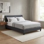 Κρεβάτι Flat Megapap υφασμάτινο χρώμα ανθρακί 140x190εκ. - Image 2