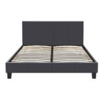 Κρεβάτι Flat Megapap από τεχνόδερμα χρώμα μαύρο ματ 150x200εκ. - Image 4