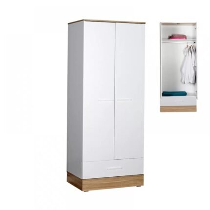 Βρες το Ντουλάπα ρούχων Base Megapap δίφυλλη με συρτάρια χρώμα λευκό - sonoma 80x52x198εκ. σε μοναδική τιμή στο clickforshop.gr