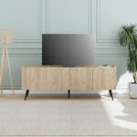 Έπιπλο τηλεόρασης Luna Megapap χρώμα florida oak 180x41x62εκ. - Image 3