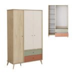 Βρες το Ντουλάπα ρούχων Terra Megapap τρίφυλλη με συρτάρια χρώμα florida oak 121x54x200εκ. σε μοναδική τιμή στο clickforshop.gr