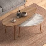 Τραπεζάκια βοηθητικά Elips Megapap χρώμα oak - μπεζ εφέ μαρμάρου 116x46x46εκ. - Image 2